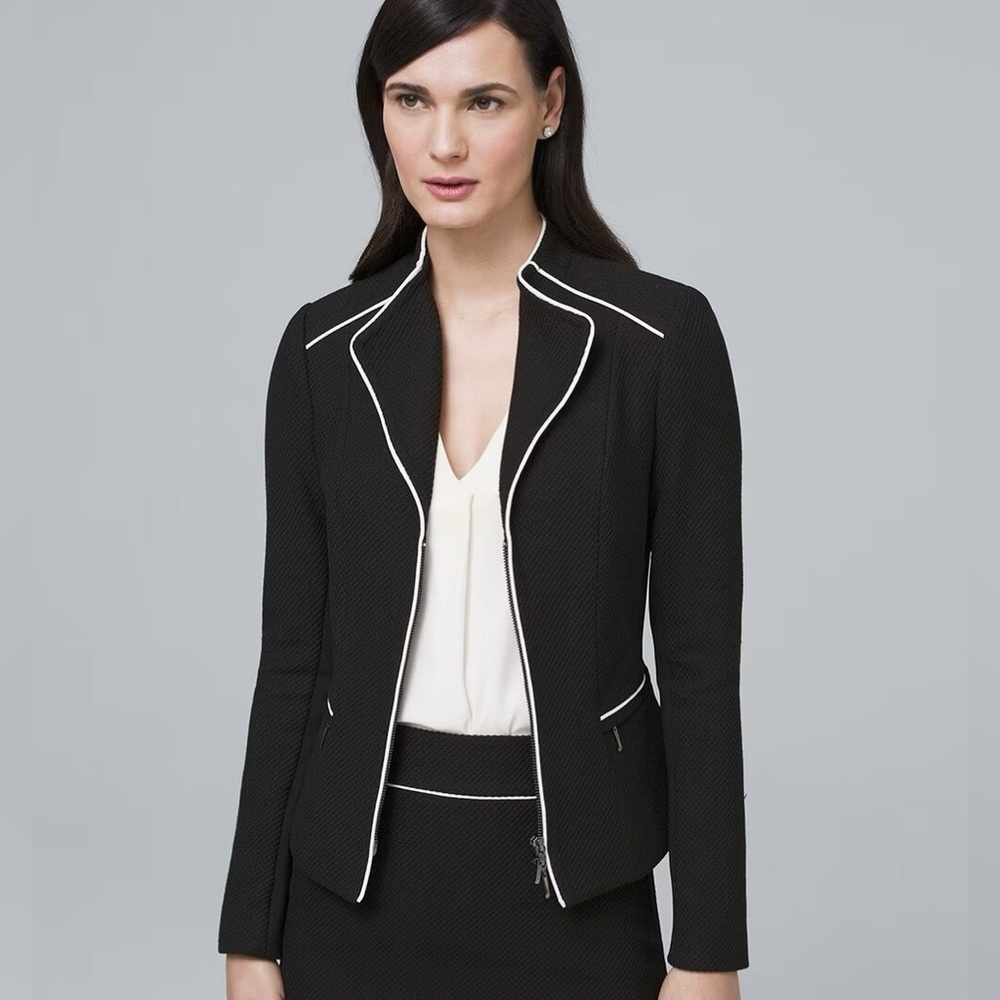 White House Black Market Full Zip Contrast Career Suit Jacket 10P
